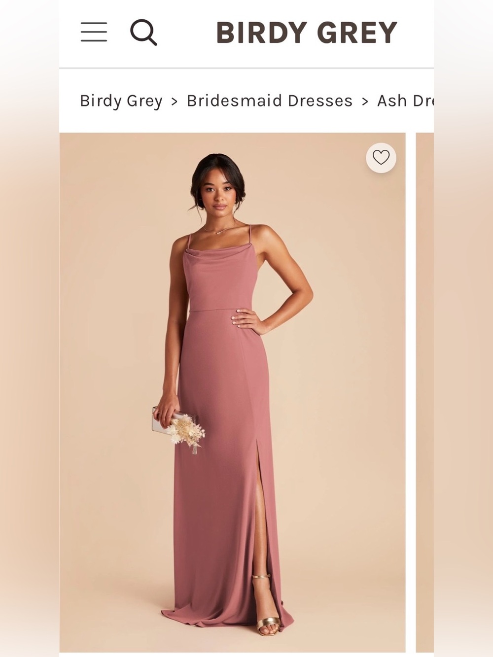 Birdy Grey Dusty Rose Maxi Dress with Cowl Neck and Slit